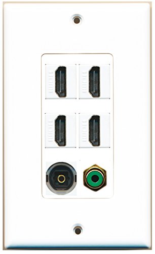 RiteAV 4 Port HDMI 1 RCA Green 1 Toslink Wall Plate OVERSIZED