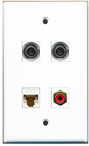 RiteAV - 1 Port RCA Red 2 Port 3.5mm 1 Port Cat6 Ethernet White Wall Plate