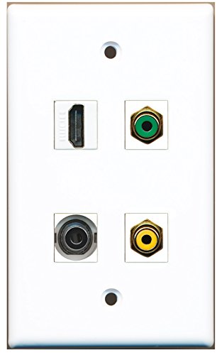 RiteAV - 1 Port HDMI 1 Port RCA Yellow 1 Port RCA Green 1 Port 3.5mm Wall Plate