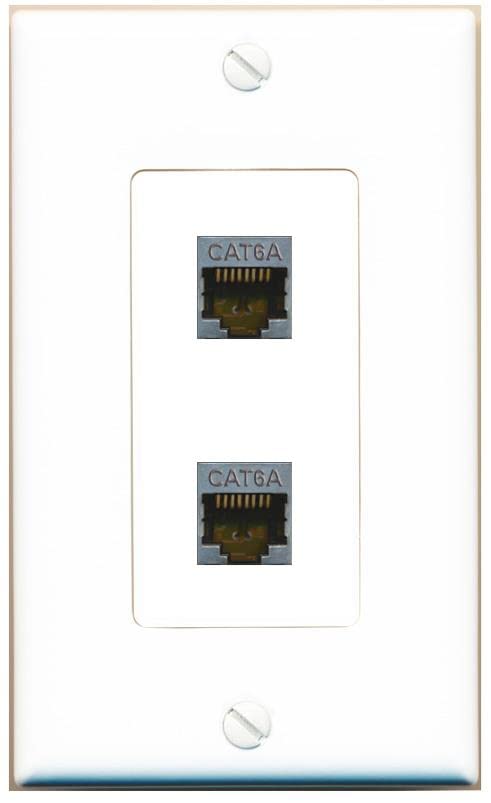 RiteAV 2 Port Cat6A Wall Plate - 1 Gang [White/White]
