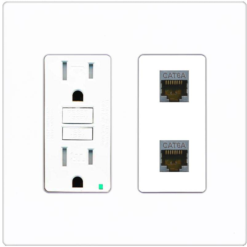 RiteAV 2 Port Cat6A Wall Plate - GFCI [Screwless White]