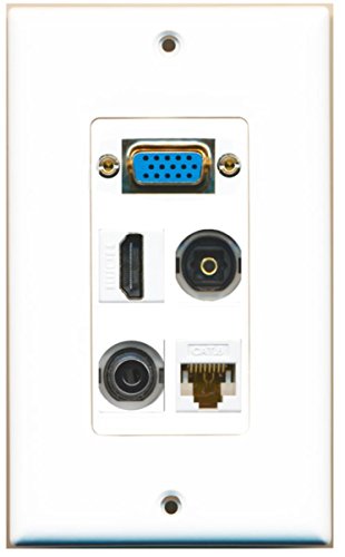 RiteAV (1 Gang Decorative Svga HDMI Cat6 White 3.5mm Toslink Wall Plate White