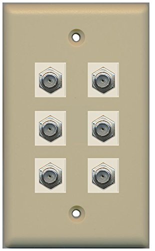 RiteAV (1 Gang Flat 6 Coax Ivory Wall Plate Ivory