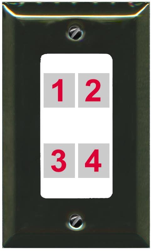 RiteAV Custom 4 Port Custom Wall Plate - 1 Gang [Brass/White]