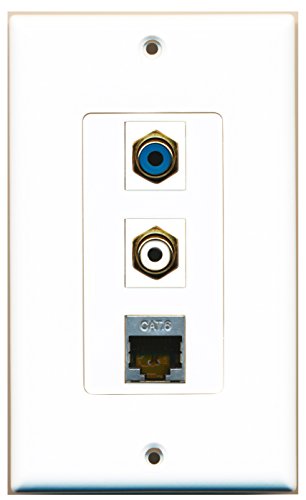 RiteAV 1 Port RCA White 1 Port RCA Blue 1 Port Shielded Cat6 Ethernet Wall Plate OVERSIZED