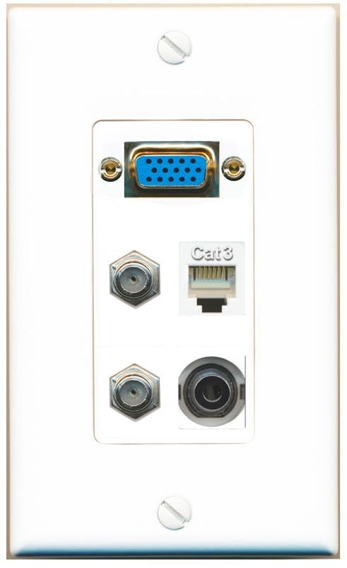 RiteAV SVGA + 3.5mm 2 COAX PHONE Wall Plate [White]