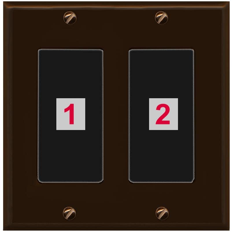 RiteAV Custom Wall Plate 2 Port - 2 Gang [Brown/Black]