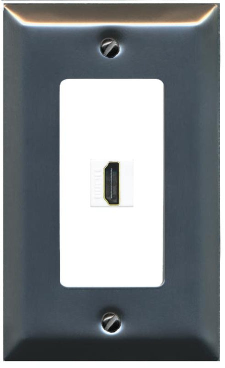 RiteAV Custom HDMI Wall Plate 1 Port - 1 Gang [Stainless/White]