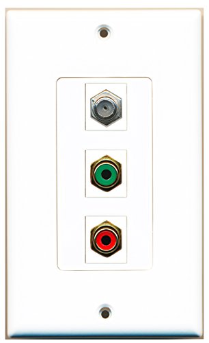 RiteAV 1 Port RCA Red 1 Port RCA Green 1 Port Coax Cable TV- F-Type Wall Plate OVERSIZED