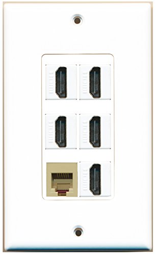 RiteAV 5 Port HDMI 1 Phone RJ11 RJ12 Beige Wall Plate OVERSIZED