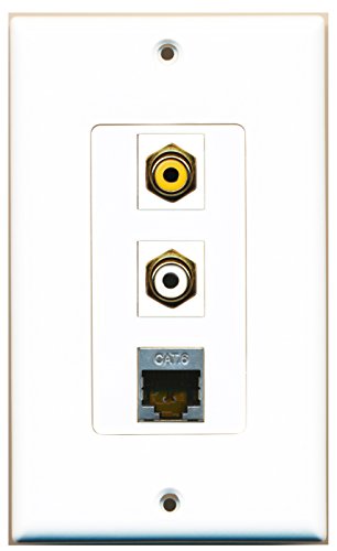 RiteAV 1 Port RCA White 1 Port RCA Yellow 1 Port Shielded Cat6 Ethernet Wall Plate OVERSIZED