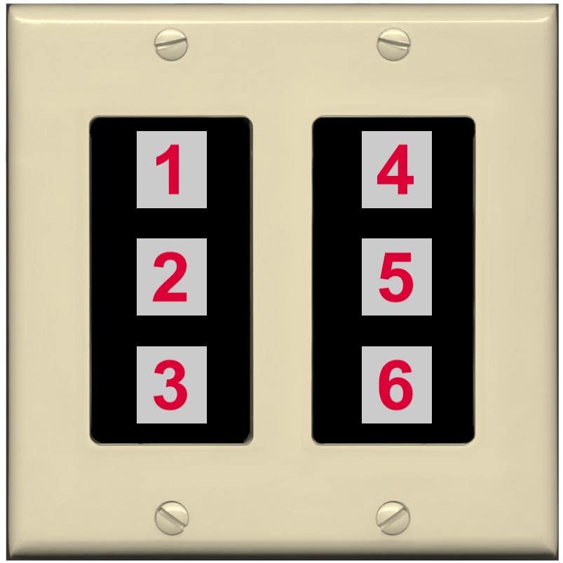 RiteAV 6 Port Custom Wall Plate - 2 Gang [Ivory/Black]