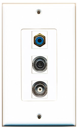 RiteAV 1 Port RCA Blue 1 Port 3.5mm 1 Port BNC Wall Plate OVERSIZED