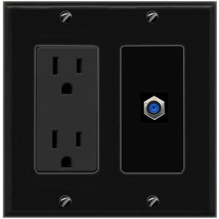 RiteAV F81 Wall Plate with Power Outlet [Black]