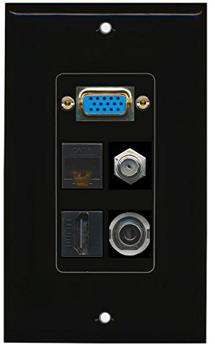 RiteAV (1 Gang Decorative Svga 3.5mm HDMI Coax Cat6 Wall Plate Black