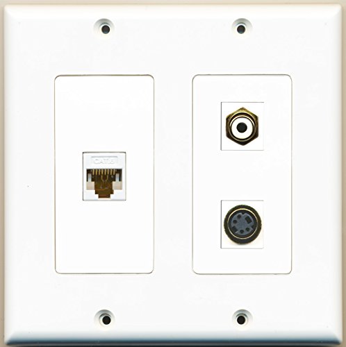 RiteAV - 1 Port RCA White 1 Port S-Video 1 Port Cat6 Ethernet White - 2 Gang Wall Plate
