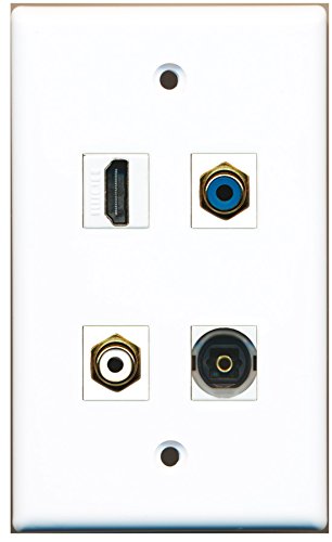 RiteAV - 1 Port HDMI 1 Port RCA White 1 Port RCA Blue 1 Port Toslink Wall Plate