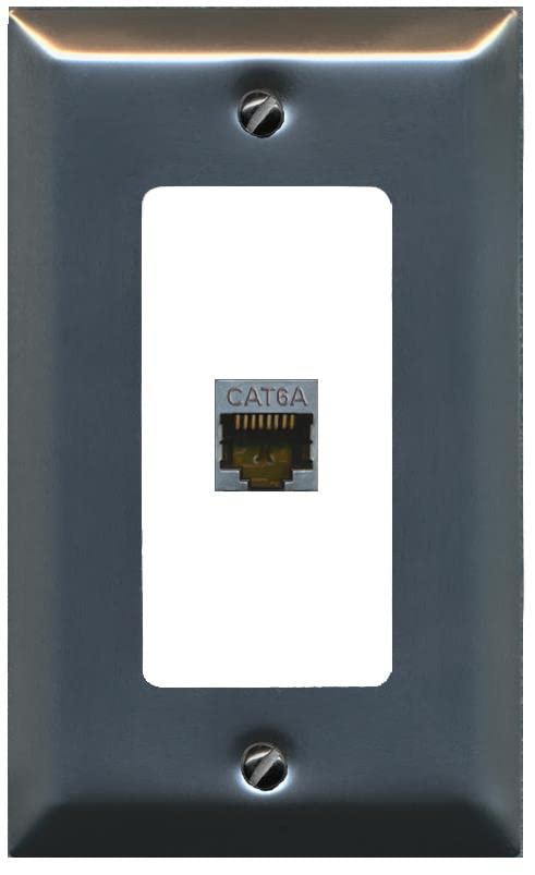 RiteAV 1 Port Cat6A Wall Plate - 1 Gang [Brushed-Nickel/White]