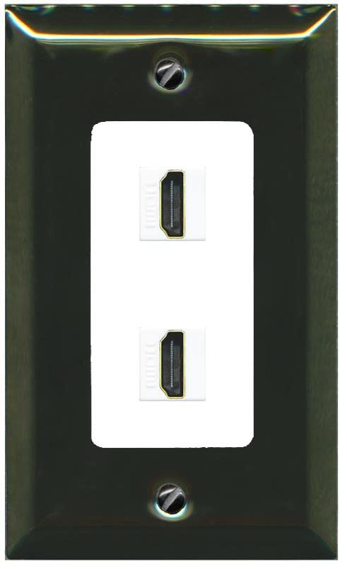 RiteAV Custom HDMI Wall Plate 2 Port - 1 Gang [Brass/White]