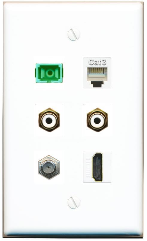 RiteAV Coax HDMI Phone 2 RCA-White SC-APC-SX Flat/Solid Wall Plate [White]