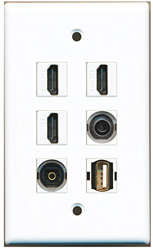 RiteAV - 3 HDMI 1 Port USB A-A 1 Port Toslink 1 Port 3.5mm Wall Plate