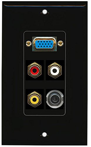 RiteAV - (1 Gang SVGA Composite 3.5mm (Black) Wall Plate 1 Gang Black