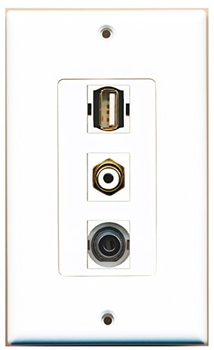 RiteAV 1 Port RCA White 1 Port USB A-A 1 Port 3.5mm Wall Plate OVERSIZED