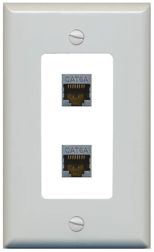 RiteAV 2 Port Cat6A Wall Plate - 1 Gang [Gray/White]