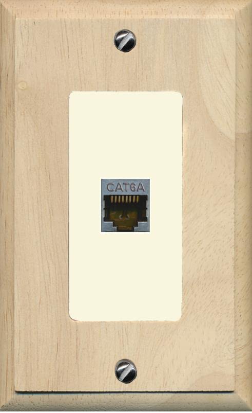 RiteAV 1 Port Cat6A Wall Plate - 1 Gang [Wood/Light-Almond]