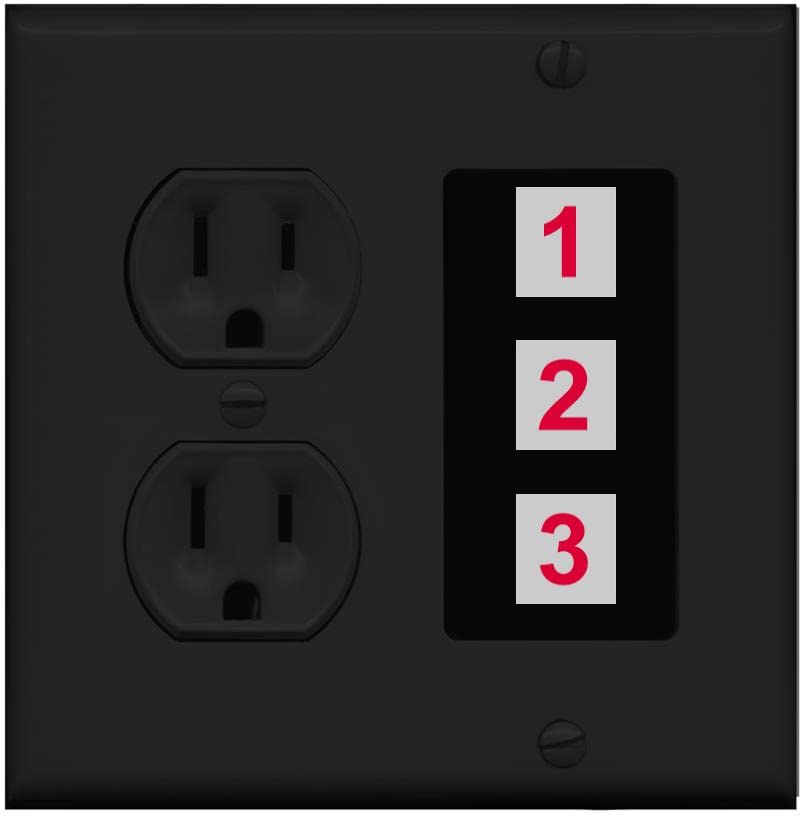 RiteAV Custom Wall Plate 3 Port - Round Outlet [Black/Black]