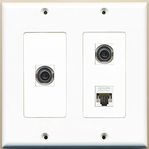 RiteAV - 2 Port 3.5mm 1 Port Cat5e Ethernet White - 2 Gang Wall Plate