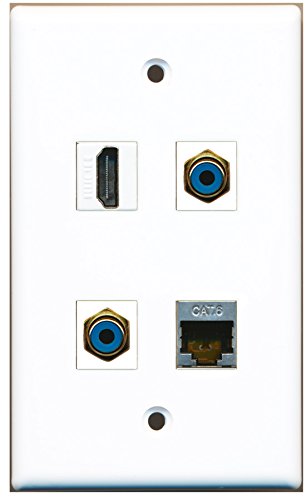 RiteAV - 1 Port HDMI 2 Port RCA Blue 1 Port Shielded Cat6 Ethernet Wall Plate