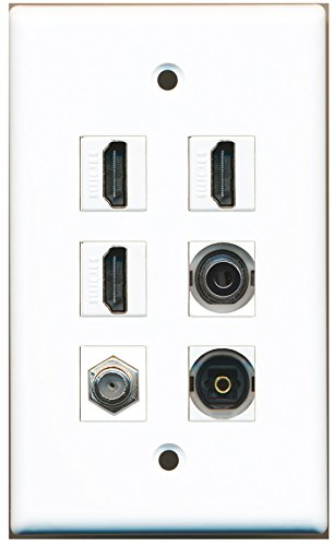 RiteAV - 3 HDMI 1 Port Coax Cable TV- F-Type 1 Port Toslink 1 Port 3.5mm Wall Plate