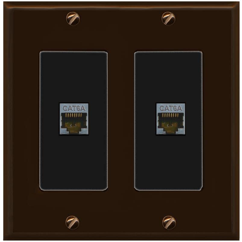 RiteAV 2 Port Cat6A Wall Plate - 2 Gang [Brown/Black]