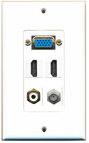 RiteAV (1 Gang Decorative Svga 2 HDMI Coax RCA White Wall Plate White