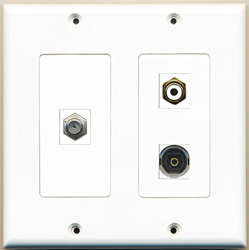 RiteAV - 1 Port RCA White 1 Port Coax Cable TV- F-Type 1 Port Toslink - 2 Gang Wall Plate