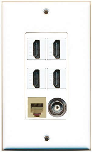 RiteAV 4 Port HDMI 1 Phone RJ11 RJ12 Beige 1 BNC Wall Plate OVERSIZED