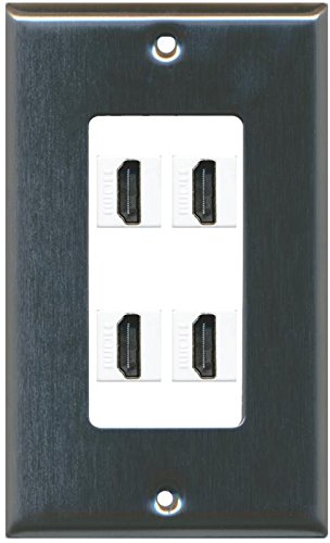 RiteAV 4 HDMI White Wall Plate Stainless Steel/White