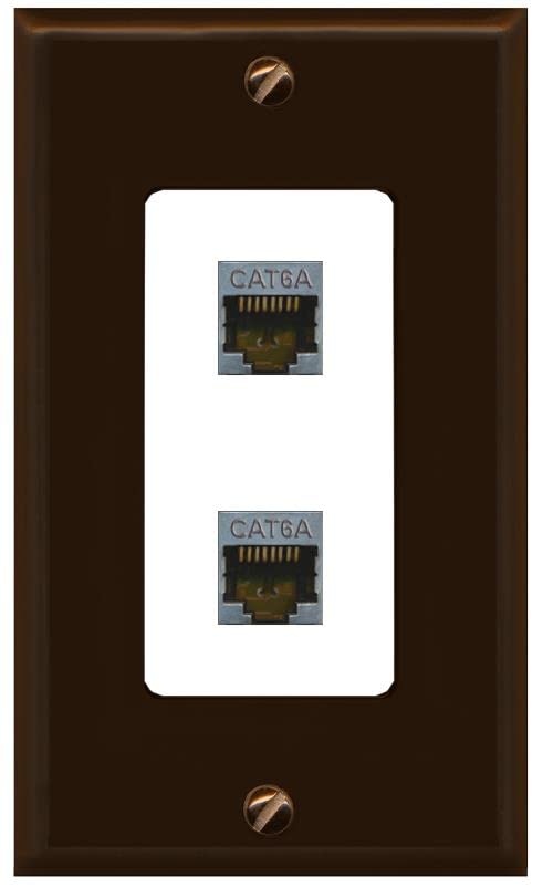 RiteAV 2 Port Cat6A Wall Plate - 1 Gang [Brown/White]