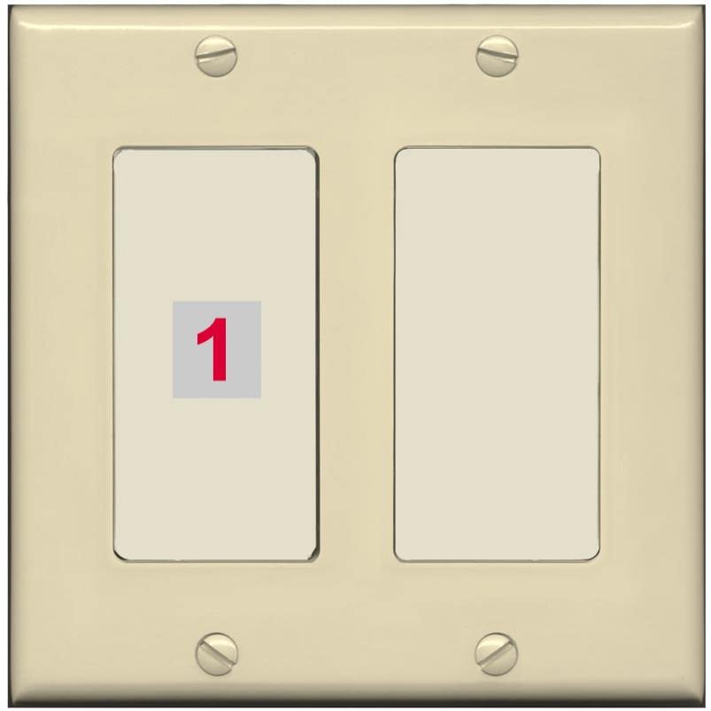 RiteAV Custom Wall Plate 1 Port - 2 Gang [Ivory/Light-Almond]