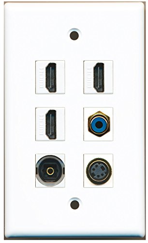 RiteAV - 3 HDMI 1 Port RCA Blue 1 Port S-Video 1 Port Toslink Wall Plate