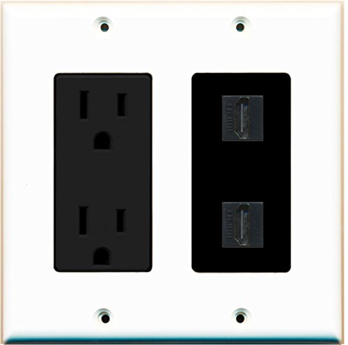 RiteAV HDMI Wall Plate 2 Port - Outlet [White/Black]