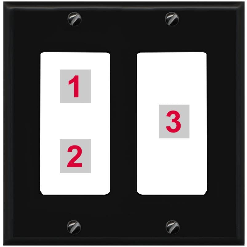 RiteAV Custom Wall Plate 3 Port - 2 Gang [Black/White]