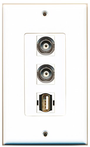 RiteAV 1 Port USB A-A 2 Port BNC Wall Plate OVERSIZED