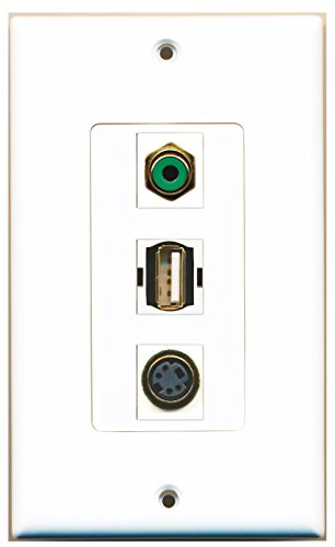 RiteAV 1 Port RCA Green 1 Port USB A-A 1 Port S-Video Wall Plate Oversized