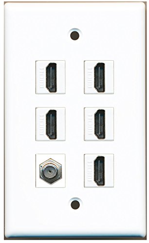 RiteAV - 5 HDMI 1 Port Coax Cable TV- F-Type Wall Plate