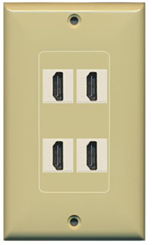 RiteAV HDMI 2.0 Keystone Decorative Wall Plate - Ivory/Ivory 4 Port