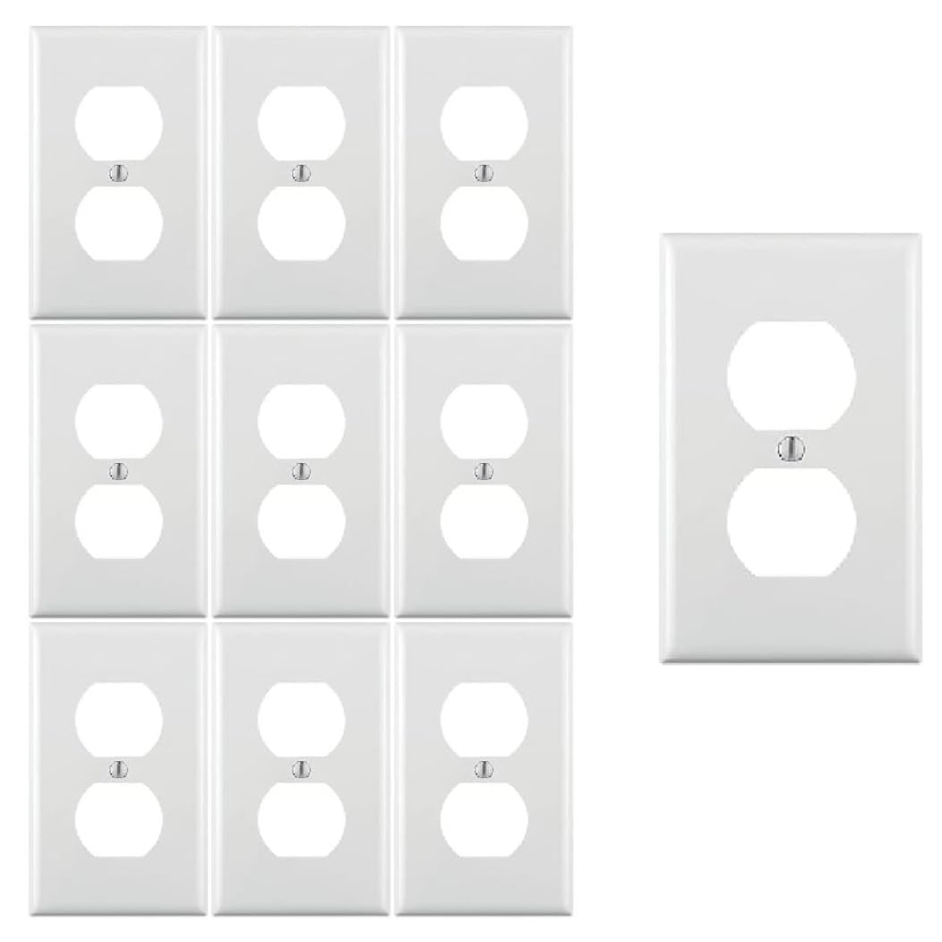 RiteAV Electrical Receptacle Outlet Covers Duplex Wall Plate Kit Standard Size 1 Gang 4.5" x 2.75" Unbreakable Polycarbonate Thermoplastic [10 Pack]