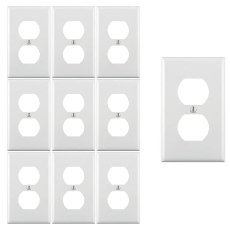 RiteAV Electrical Receptacle Outlet Covers Duplex Wall Plate Kit Standard Size 1 Gang 4.5" x 2.75" Unbreakable Polycarbonate Thermoplastic [10 Pack]