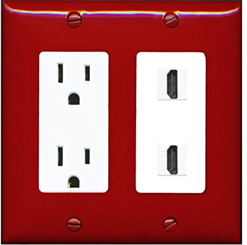 RiteAV HDMI Wall Plate 2 Port - Outlet [Red/White]